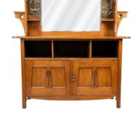 Shapland & Petter. Arts & Crafts Oak Sideboard with Castellated Top & an Upper Display - Thumbnail 8