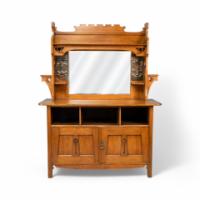 Shapland & Petter. Arts & Crafts Oak Sideboard with Castellated Top & an Upper Display - Thumbnail 1