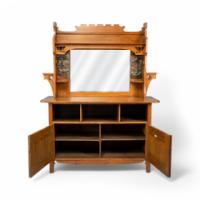 Shapland & Petter. Arts & Crafts Oak Sideboard with Castellated Top & an Upper Display - Thumbnail 5