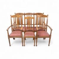 Shapland & Petter, Set of Ten Arts & Crafts Oak Dining Chairs with Matching Settee