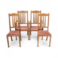 Shapland & Petter, Set of Ten Arts & Crafts Oak Dining Chairs with Matching Settee - Thumbnail 3