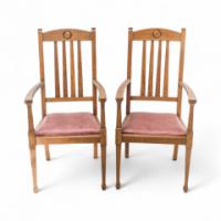 Shapland & Petter, Set of Ten Arts & Crafts Oak Dining Chairs with Matching Settee - Thumbnail 9