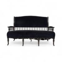 Collinson & Lock. An Anglo-Japanese Mahogany Settee with Carved & Scrolled Arms - Thumbnail 2
