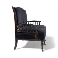 Collinson & Lock. An Anglo-Japanese Mahogany Settee with Carved & Scrolled Arms - Thumbnail 3