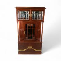Secessionist Mahogany Display Cabinet, Carved Decoration & Bevelled Glass Doors - Thumbnail 2