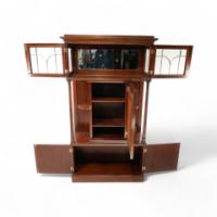 Secessionist Mahogany Display Cabinet, Carved Decoration & Bevelled Glass Doors - Thumbnail 4