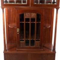 Secessionist Mahogany Display Cabinet, Carved Decoration & Bevelled Glass Doors - Thumbnail 20