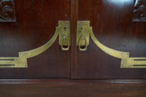 Secessionist Mahogany Display Cabinet, Carved Decoration & Bevelled Glass Doors - Thumbnail 21