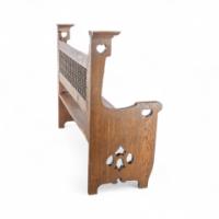 Liberty & Co., An Arts & Crafts Oak Settle with Mashrabiya Turnings to the Back - Thumbnail 6