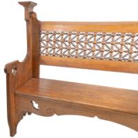 Liberty & Co., An Arts & Crafts Oak Settle with Mashrabiya Turnings to the Back - Thumbnail 13