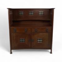 George Montague Ellwood Arts & Crafts Oak Sideboard & 8 Matching Dining Chairs - Thumbnail 2