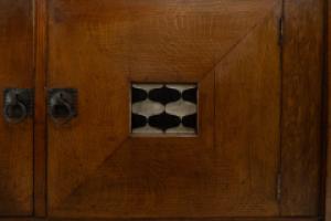 George Montague Ellwood Arts & Crafts Oak Sideboard & 8 Matching Dining Chairs - Thumbnail 9