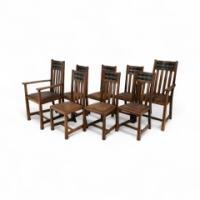 George Montague Ellwood Arts & Crafts Oak Sideboard & 8 Matching Dining Chairs - Thumbnail 19