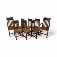 George Montague Ellwood Arts & Crafts Oak Sideboard & 8 Matching Dining Chairs - Thumbnail 21