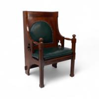 Liberty & Co. – Arts and Crafts Oak Armchair with Leather Cushion - Thumbnail 1