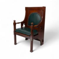 Liberty & Co. – Arts and Crafts Oak Armchair with Leather Cushion - Thumbnail 4