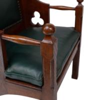 Liberty & Co. – Arts and Crafts Oak Armchair with Leather Cushion - Thumbnail 11