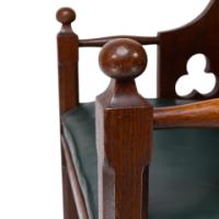 Liberty & Co. – Arts and Crafts Oak Armchair with Leather Cushion - Thumbnail 12