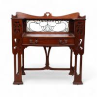 Shapland & Petter, Arts & Crafts Mahogany Desk with a Pierced Heart to the Top - Thumbnail 2