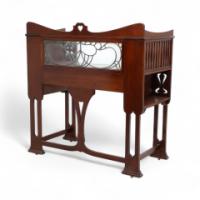 Shapland & Petter, Arts & Crafts Mahogany Desk with a Pierced Heart to the Top - Thumbnail 5
