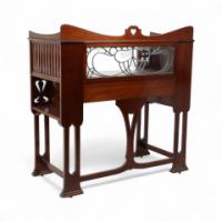 Shapland & Petter, Arts & Crafts Mahogany Desk with a Pierced Heart to the Top - Thumbnail 7