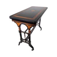 Gillow and Co., attributed – Aesthetic Movement Ebonised Fold-Over Floral Inlaid Card Table - Thumbnail 4