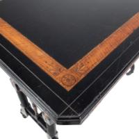 Gillow and Co., attributed – Aesthetic Movement Ebonised Fold-Over Floral Inlaid Card Table - Thumbnail 10