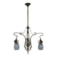 An Art Nouveau Chandelier Retaining the Original Vaseline Shades - Thumbnail 13