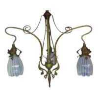 An Art Nouveau Chandelier Retaining the Original Vaseline Shades - Thumbnail 16