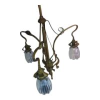 An Art Nouveau Chandelier Retaining the Original Vaseline Shades - Thumbnail 14
