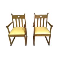 Pair of oak armchairs in the style of Liberty and Co. with heart cut-outs backs - Thumbnail 2