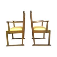 Pair of oak armchairs in the style of Liberty and Co. with heart cut-outs backs - Thumbnail 4