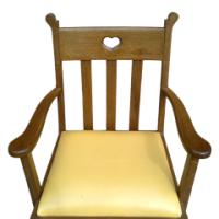 Pair of oak armchairs in the style of Liberty and Co. with heart cut-outs backs - Thumbnail 6