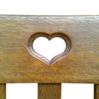 Pair of oak armchairs in the style of Liberty and Co. with heart cut-outs backs - Thumbnail 10