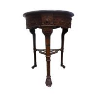 An Arts & Crafts/Art Nouveau Cast Iron Circular Side Table with a Solid Walnut Top - Thumbnail 3