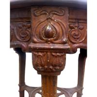 An Arts & Crafts/Art Nouveau Cast Iron Circular Side Table with a Solid Walnut Top - Thumbnail 6