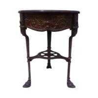 An Arts & Crafts/Art Nouveau Cast Iron Circular Side Table with a Solid Walnut Top - Thumbnail 2