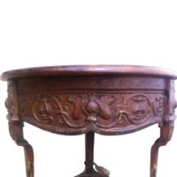 An Arts & Crafts/Art Nouveau Cast Iron Circular Side Table with a Solid Walnut Top - Thumbnail 4