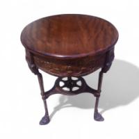 An Arts & Crafts/Art Nouveau Cast Iron Circular Side Table with a Solid Walnut Top - Thumbnail 1