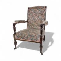 H. W. Batley, attributed. Jas Shoolbred an Aesthetic Movement Mahogany Armchair