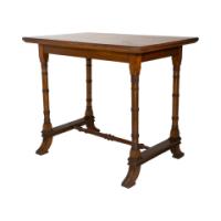 An Aesthetic Movement Oak Oblong Side Table with Ring Turned Legs, & Splayed Feet - Thumbnail 3