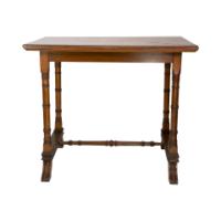 An Aesthetic Movement Oak Oblong Side Table with Ring Turned Legs, & Splayed Feet - Thumbnail 2