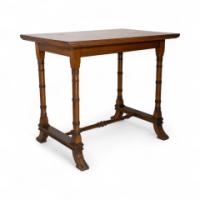 An Aesthetic Movement Oak Oblong Side Table with Ring Turned Legs, & Splayed Feet - Thumbnail 1