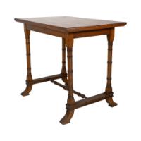 An Aesthetic Movement Oak Oblong Side Table with Ring Turned Legs, & Splayed Feet - Thumbnail 7