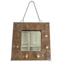 An Art Nouveau Heavy Gage Copper Wall Mirror with Art Nouveau Female Faces to Each Corner