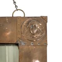 An Art Nouveau Heavy Gage Copper Wall Mirror with Art Nouveau Female Faces to Each Corner - Thumbnail 7