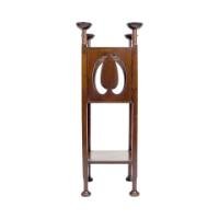 Shapland and Petter – Arts and Crafts Mahogany Plant Stand with Pierced Panels - Thumbnail 2