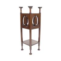 Shapland and Petter – Arts and Crafts Mahogany Plant Stand with Pierced Panels - Thumbnail 3