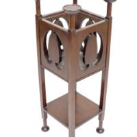 Shapland and Petter – Arts and Crafts Mahogany Plant Stand with Pierced Panels - Thumbnail 5