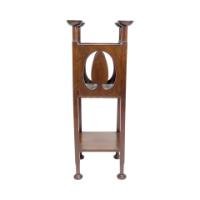 Shapland and Petter – Arts and Crafts Mahogany Plant Stand with Pierced Panels - Thumbnail 6